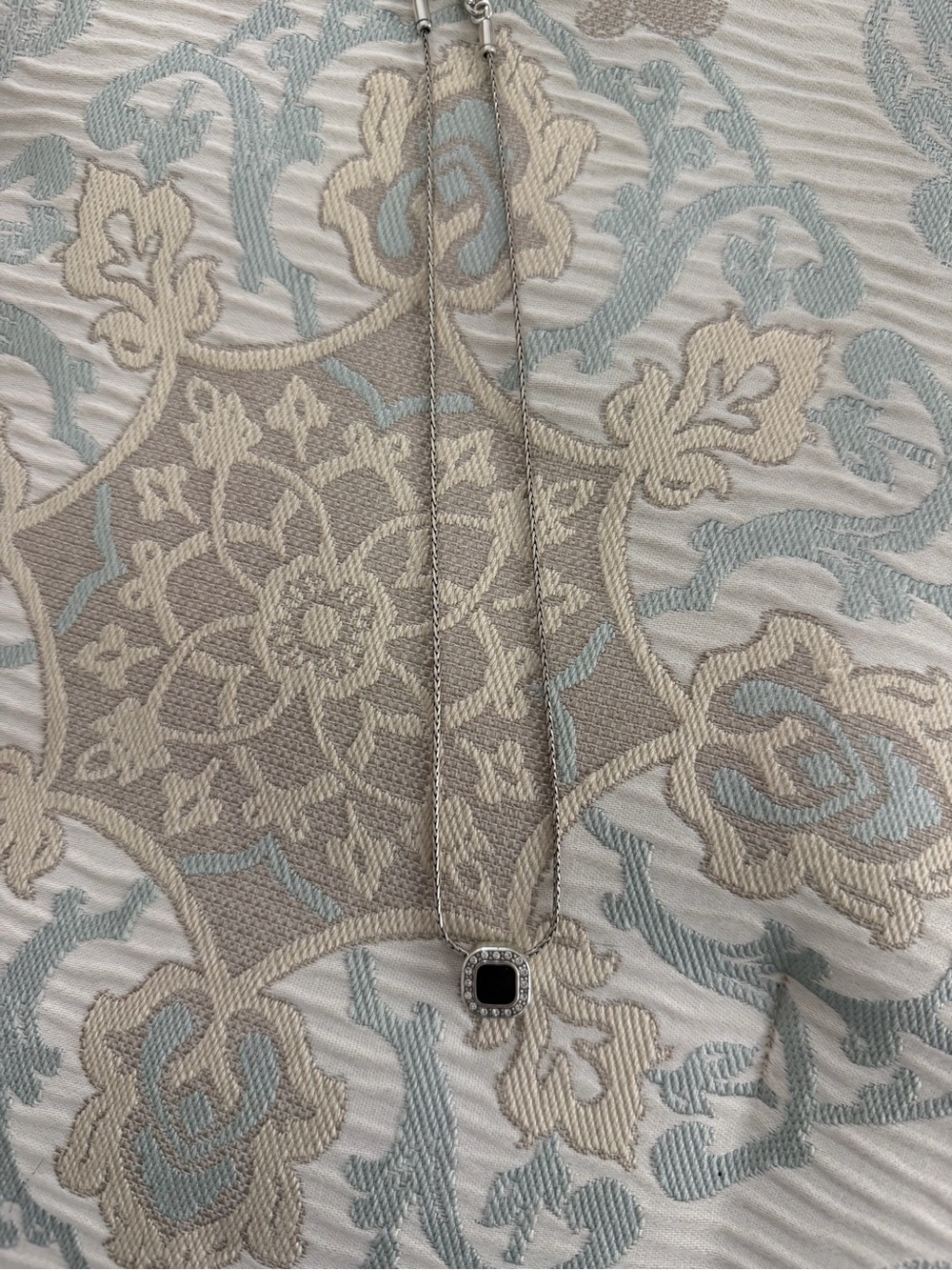 Brighton Silver-Tone Necklace with Black Square Pendant